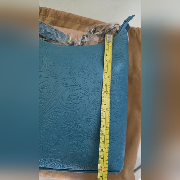 Anna by Anushcka Heritage Genuine Leather Hobo Crossbody Shoulder Bag Teal NWT main image 7